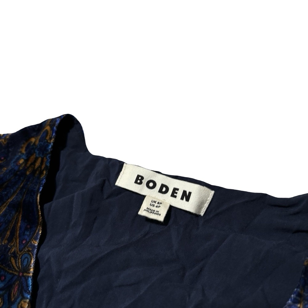 Boden Women's Velvet Midi Cocktail Party Tea Dress Paisley Pattern Sz 4P - 16x42 - Picture 7 of 10